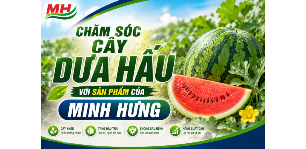 CHĂM SÓC CÂY DƯA HẤU VỚI SẢN PHẨM CỦA MINH HƯNG